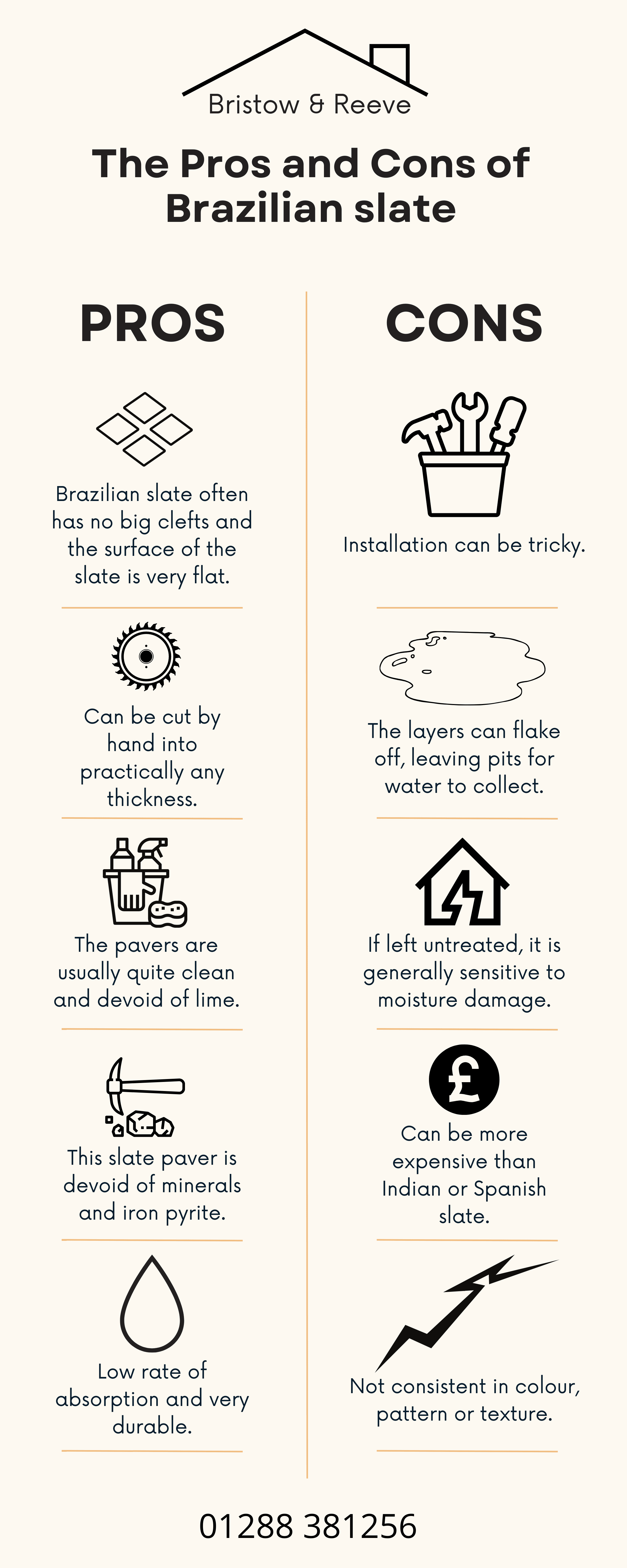 Infographic of pros and cons of brazilian slate